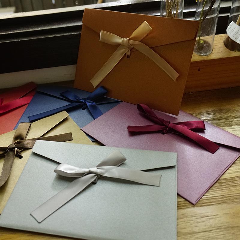 Gift Wrap 50pcs/set Vintage Ribbon Kraft Blank Paper Envelopes Wedding Invitation Envelope /Gift Envelope/12 Colors Drop