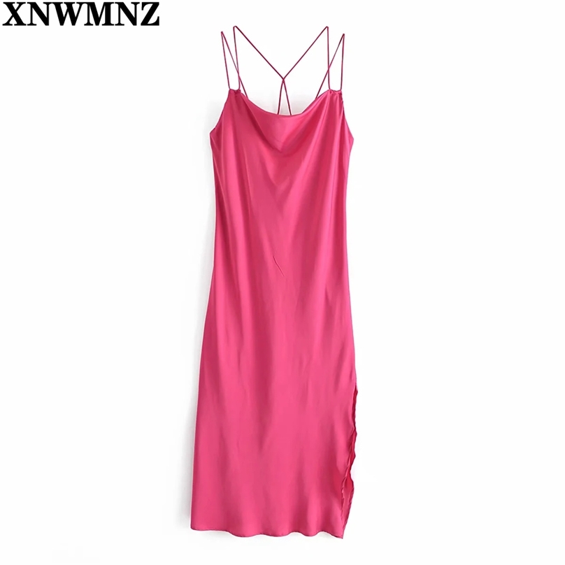 Fashion women Red satin camisole dress woman Vintage back cross thin straps summer midi Female party es 210520, Rose red
Fashion women Red satin camisole dress woman Vintage back cross thin straps summer midi Female party es 210520, Rose red