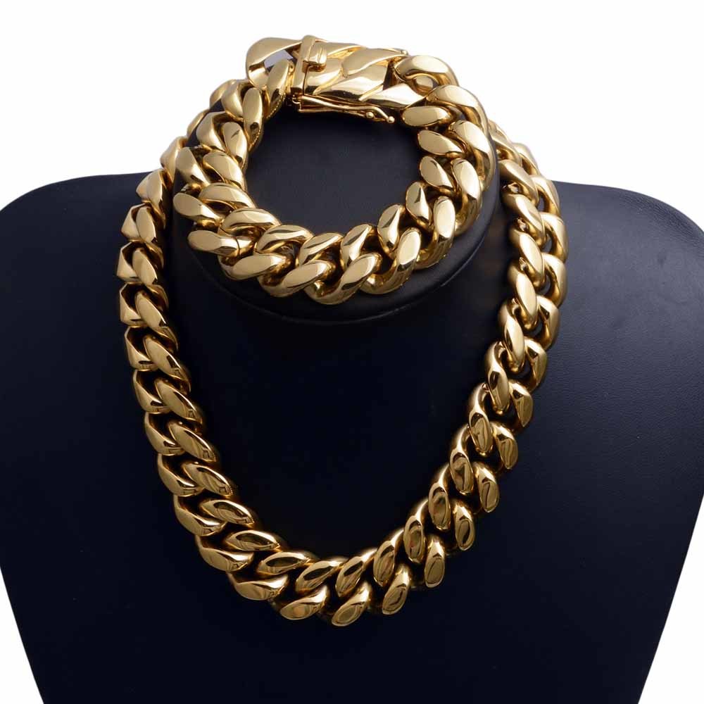 22mm StainlSteel Miami Curb Cuban Chain Necklace Boys Men gold color Hip hop Dragon Lock Clasp top jewelry 18 K bracelet X0509
22mm StainlSteel Miami Curb Cuban Chain Necklace Boys Men gold color Hip hop Dragon Lock Clasp top jewelry 18 K bracelet X0509