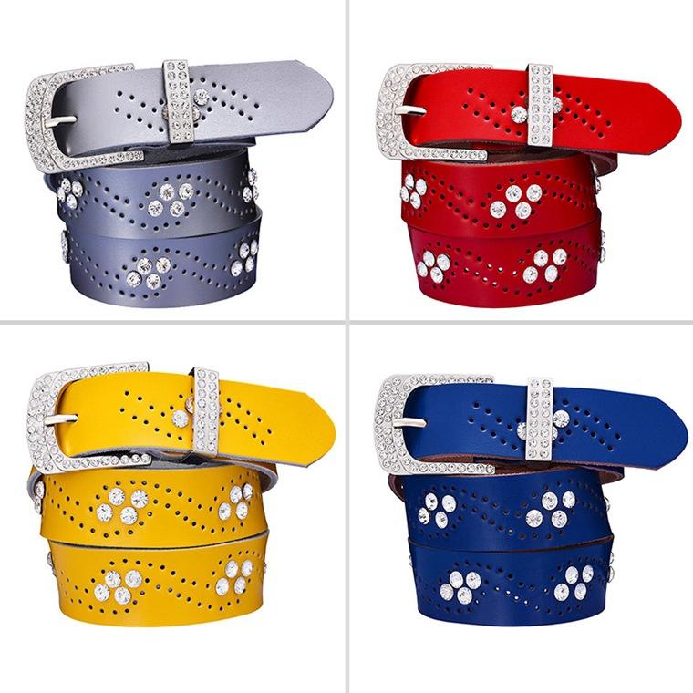 Hollowed Dots Wave Pattern Rhinestone Crystal Pin Buckle Genuine Leather Women Waist Belts Strap Punk Rock Goth Jeans Show, Black;brown
Hollowed Dots Wave Pattern Rhinestone Crystal Pin Buckle Genuine Leather Women Waist Belts Strap Punk Rock Goth Jeans Show, Black;brown