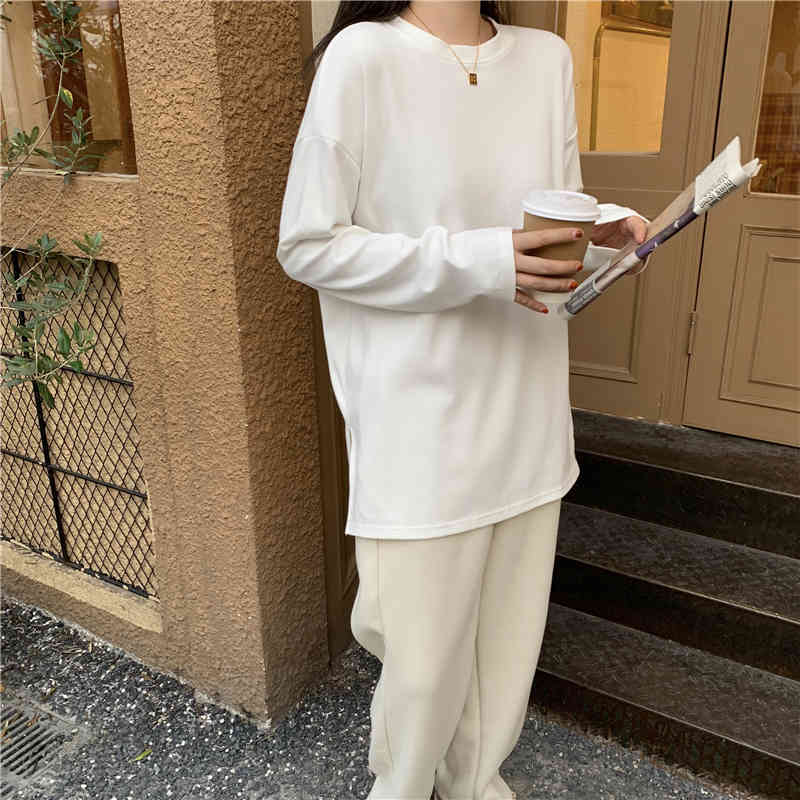 White Basic Brief Tops Arrival T-shirt Korean Solid Loose Stylish Women All Match Casual Female T-Shirts 210421