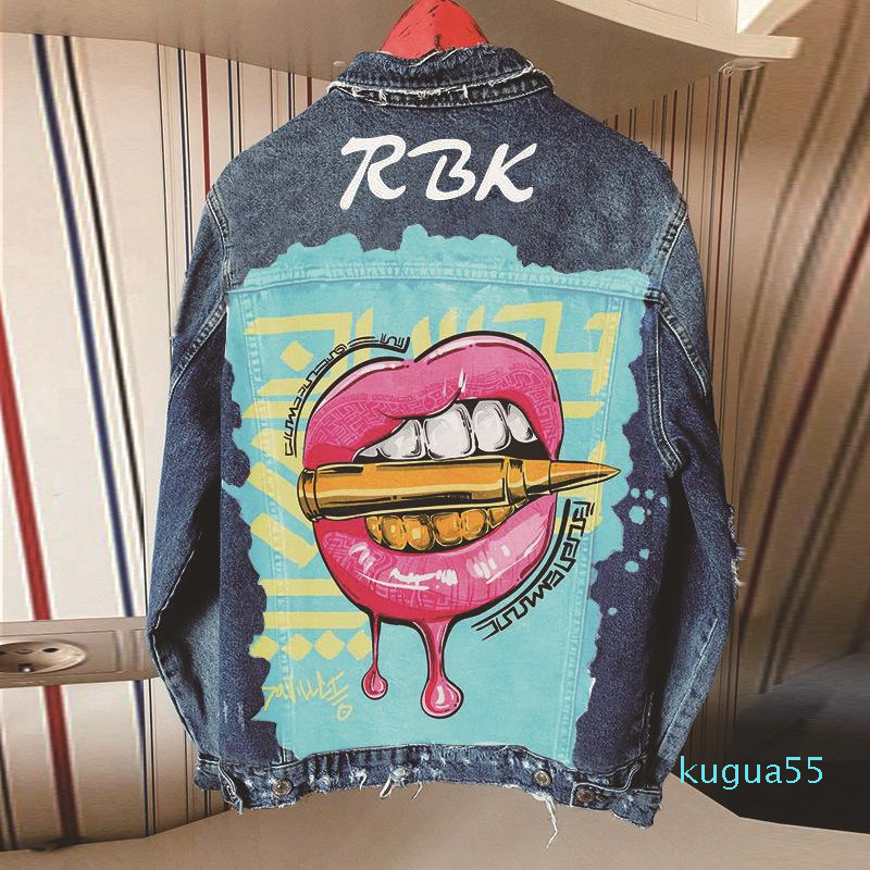 Women's Jackets Autumn Style Personalized Printing Denim Jacket Coat Wholesale Foreign Trade