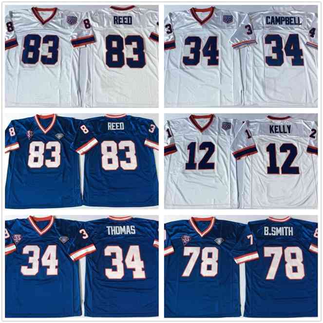 GoodNCAA Vintage Football wear 32 SIMPSON 78 b.smith campbell 12 kelly 83 reed 34 thomas stitched mens Jersey