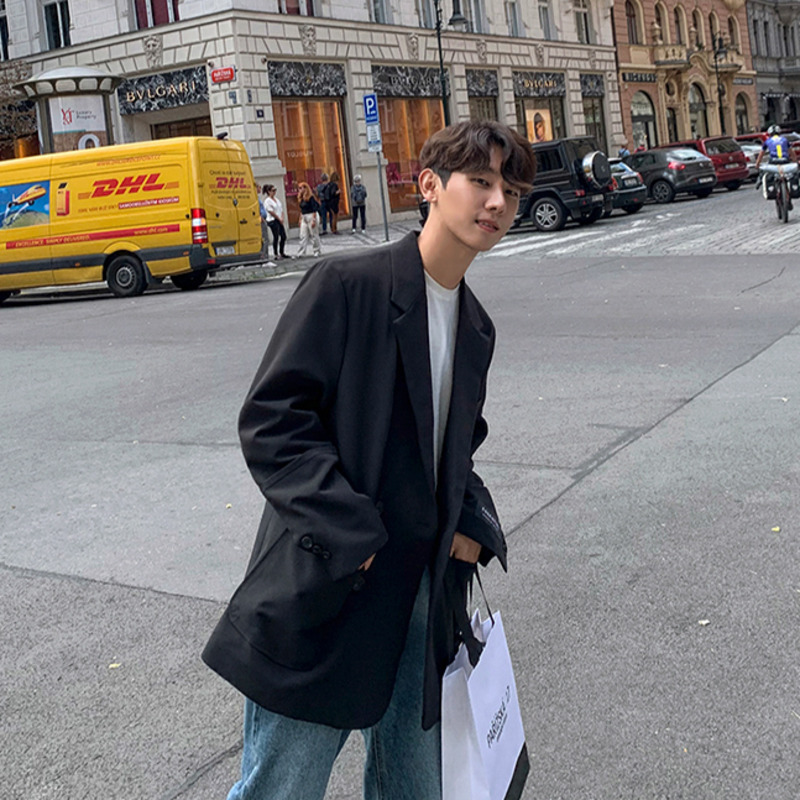 IEFB /men's clothing autumn casual suit jacket male's loose Korean trendy handsome big pockets black blazers handsome 9Y3908 210524