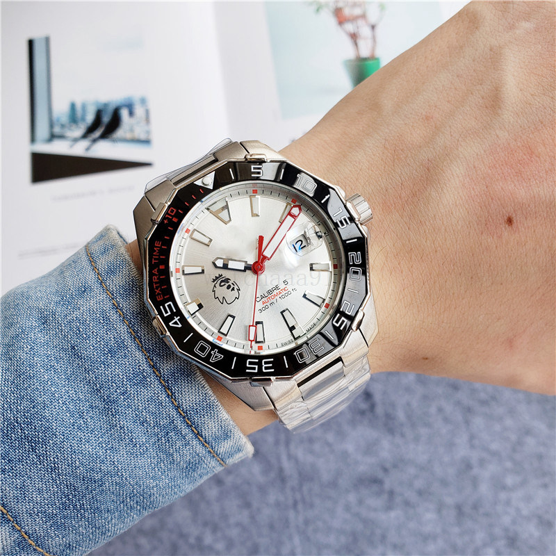 watches Men's luxury watch imported mechanical movement rubber watchband high quality AAA calendar T13G, Slivery;brown