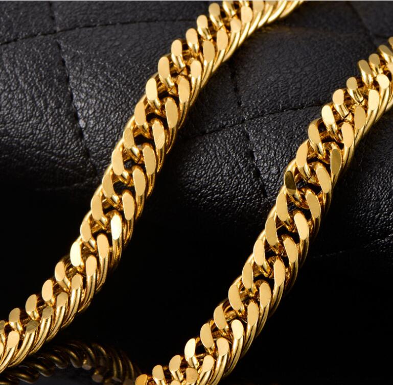 Fine wedding Jewelry 24K Real YELLOW GOLD CHAIN INISH SOLID HEAVY 8MM XL MIAMI CUBAN CURN LINK NECKLACE CHAIN Packaged Uncond