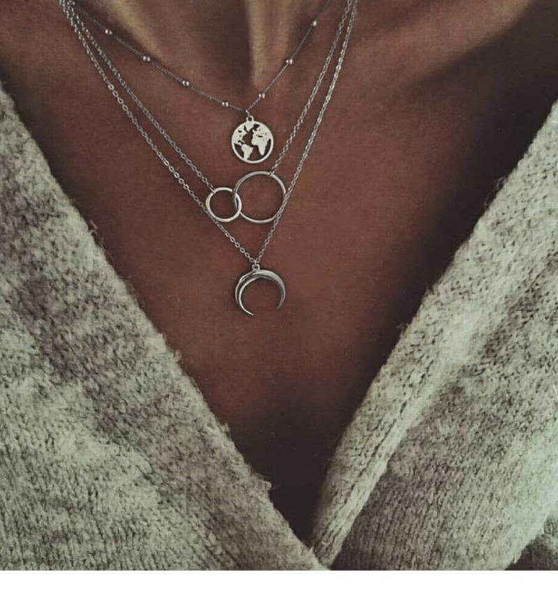 Pendant Necklaces Retro Moon Circle Multilayer Silver Color Collier Chain Necklace Women Trend Female Jewelry Accessories
Pendant Necklaces Retro Moon Circle Multilayer Silver Color Collier Chain Necklace Women Trend Female Jewelry Accessories