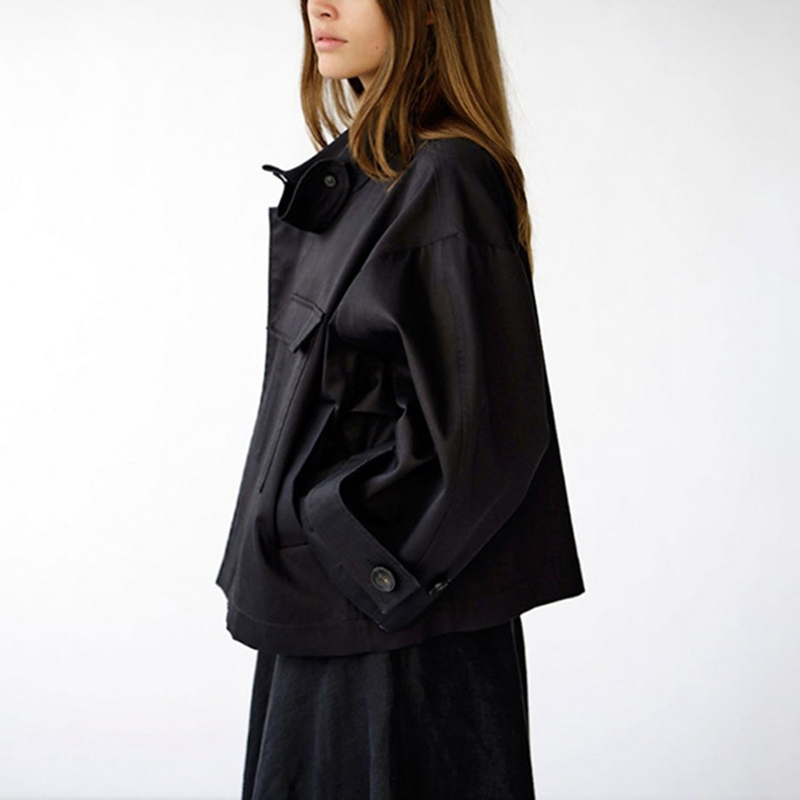 Loose Patchwork Pocket Jacket For Women Lapel Long Sleeve Casual Solid Jackets Female Spring Fashion Clothing 210524