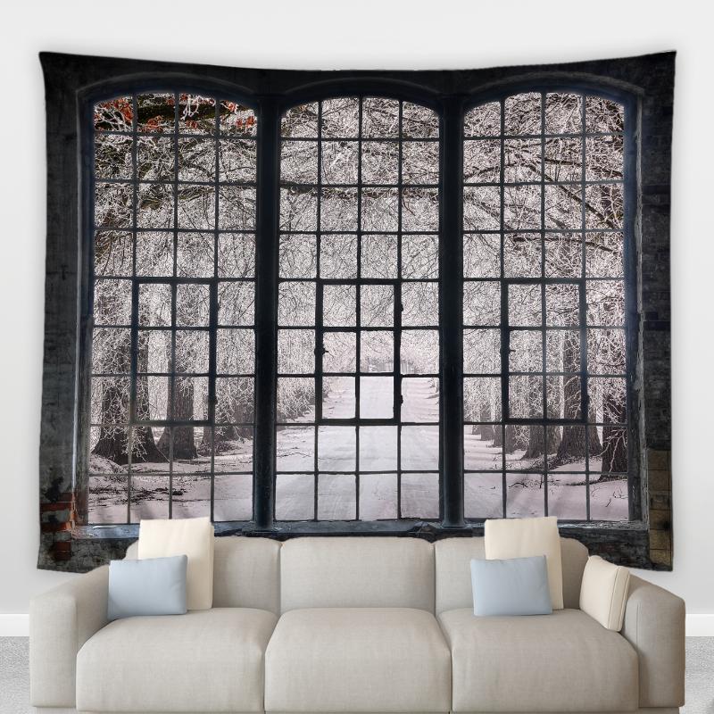 Tapestries Retro Vintage Window Tapestry White Snowland Forest Tree Winter Scenery Living Bedroom Mural Bedside Blankets Wall Hang Curtains
Tapestries Retro Vintage Window Tapestry White Snowland Forest Tree Winter Scenery Living Bedroom Mural Bedside Blankets Wall Hang Curtains
