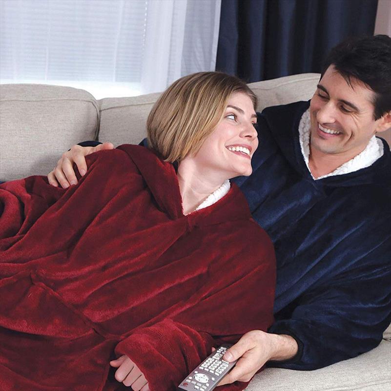 Oversized Night Robe Hoodie Women Sleepwear Blanket Winter Nightgown Giant Tv With Sleeves Pullover Oversize