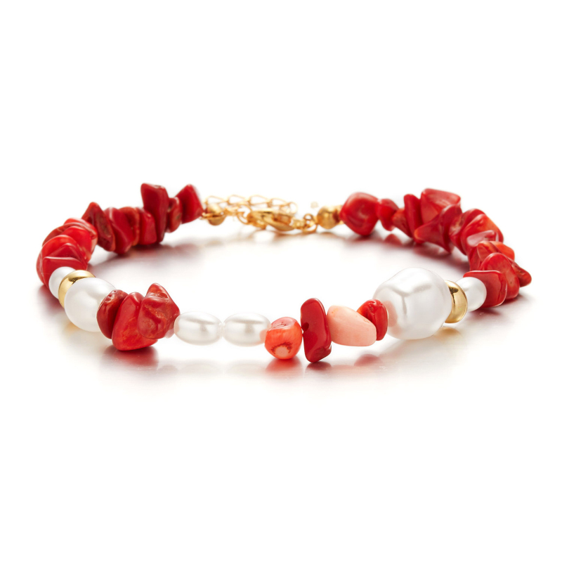 Bohemian Style Colorful Natural Stone Irregular Pearl Strands Bracelet Anklet for Gift