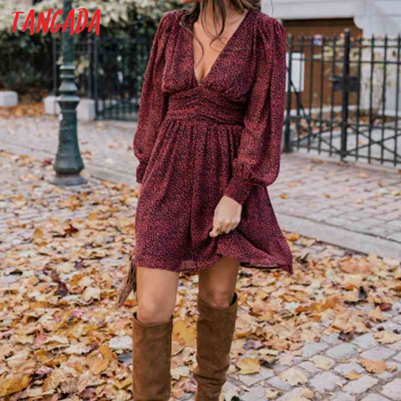 Fashion Women Leopard Print Chiffon Long Sleeve High Street Ladies Mini Dress 5D53 210416