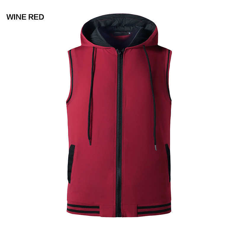 Fashion Sleeveless Hoodie Zipper T Shirt Men Clothing Summer Patchwork Casual Open Stitch Tshirt Man Pocket Tops Sportswer 210603