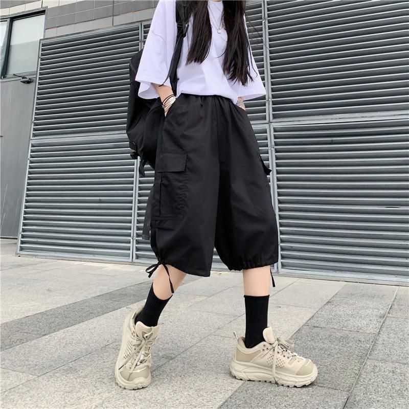 

Cargo shorts female summer Korean students casual straight wide-leg pants loose versatile fifth over-the-knee punk street 210526, Purple