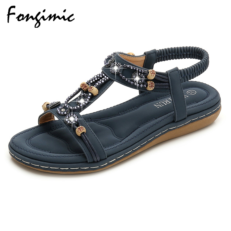 Fongimic Bech Sandals Summer Women Flat Sho Casual Bohemia Beaded Rhintone Lady High Quality Girl, Navy blue
Fongimic Bech Sandals Summer Women Flat Sho Casual Bohemia Beaded Rhintone Lady High Quality Girl, Navy blue
