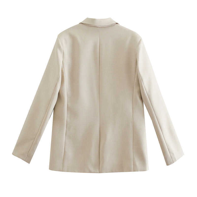 Wixra Women Casual Business Double Breasted Blazer Coat Long Sleeve Pockets Female OL Chic Tops 210930