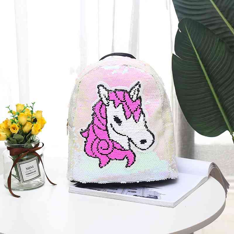 2020 new Sequin backpack Korean fashion versatile women's bag outdoor travel Unicorn Backpack, White
2020 new Sequin backpack Korean fashion versatile women's bag outdoor travel Unicorn Backpack, White