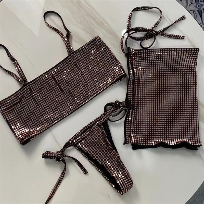 Creative Sequin Bikinis Set Swimwear Luxury Three Pieces Set Swimsuit Holiday Personality Designer Girls Beach Wear
Creative Sequin Bikinis Set Swimwear Luxury Three Pieces Set Swimsuit Holiday Personality Designer Girls Beach Wear