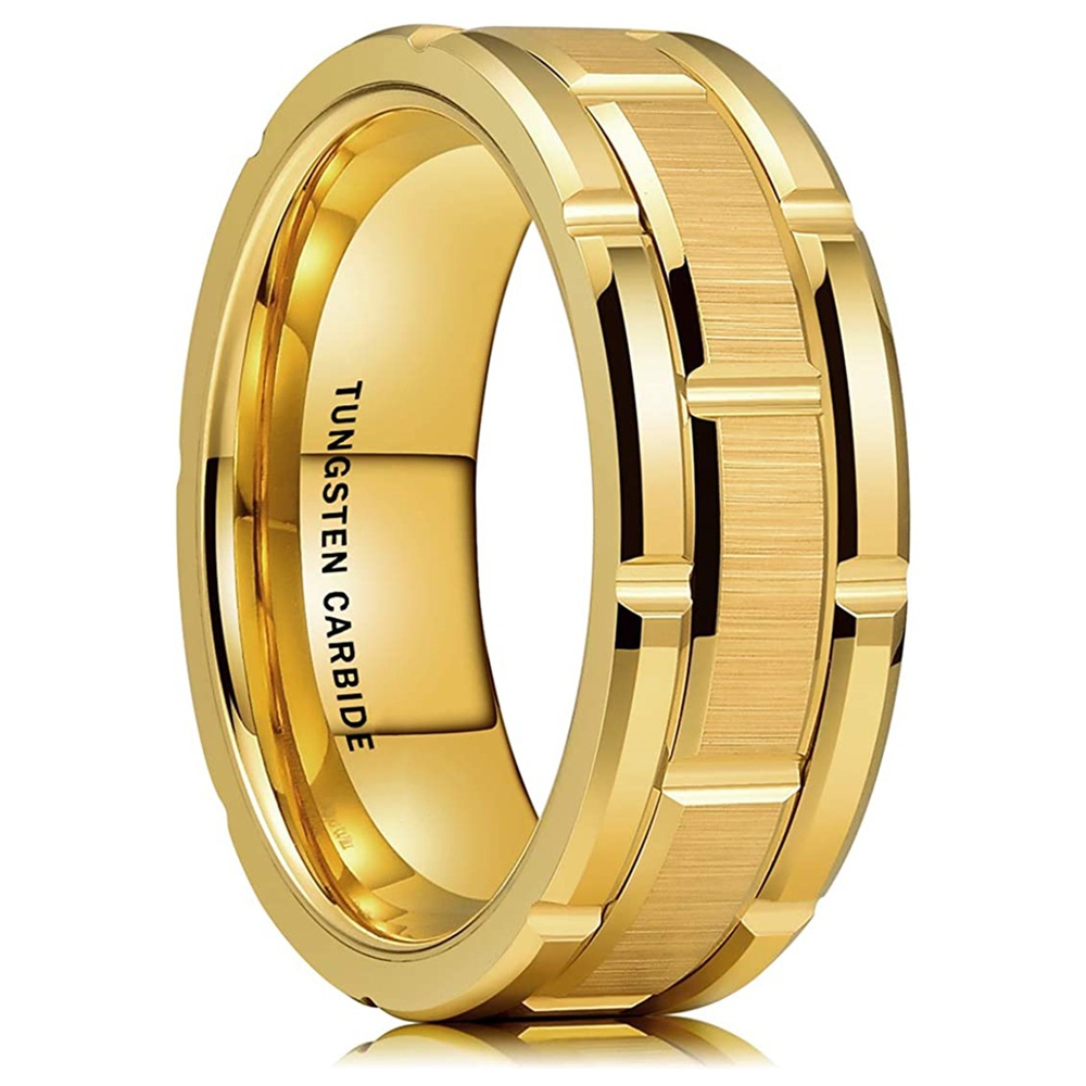 8MM Mens Luxurious Gold Tungsten Carbide Ring Double Groove WatchBand Brushed Steel Rings Wedding Engagement Jewelry, Silver
8MM Mens Luxurious Gold Tungsten Carbide Ring Double Groove WatchBand Brushed Steel Rings Wedding Engagement Jewelry, Silver
