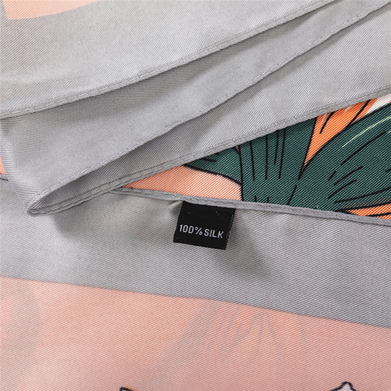 130cm New Twill Silk Scarf Insect Flower Printing Women Large Square Fashion Shawl Handkerchief