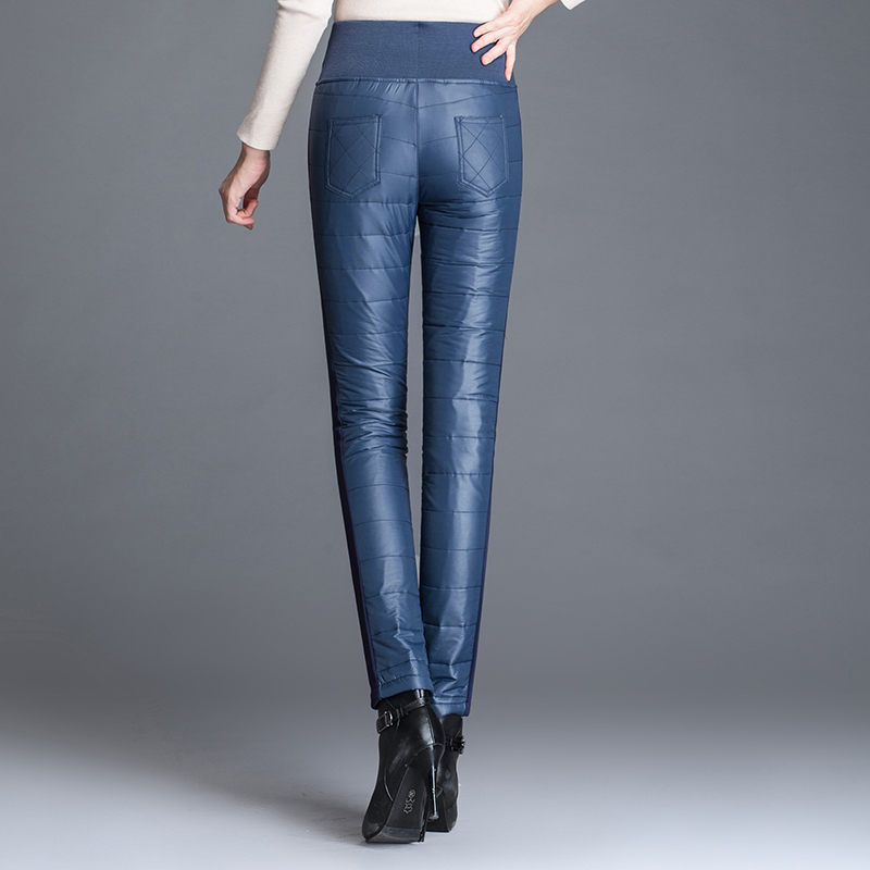 Winter Cotton-Padded Women Trousers Slim High Waist Pu Pants Cotton Thicken Windproof Warm Plus Size 6XL 11533 210512