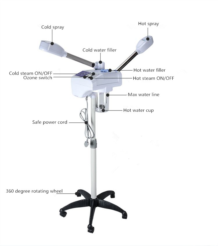 Facial Steamer Machine Cold & Hot Double-end Steame Skin Cleaning Equipment for Salon Face Moisturizing Spray Device