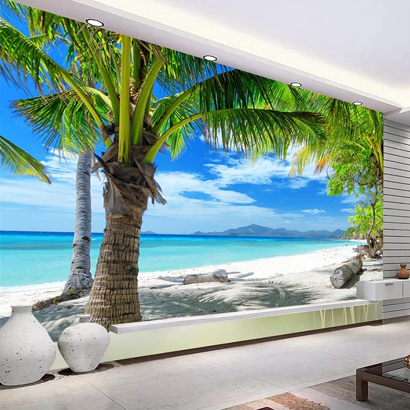 Custom Photo Wallpaper 3D Sea Beach Coconut Tree Seascape Painting Modern Living Room Sofa TV Background Wall Paper Waterproof, Blue
Custom Photo Wallpaper 3D Sea Beach Coconut Tree Seascape Painting Modern Living Room Sofa TV Background Wall Paper Waterproof, Blue