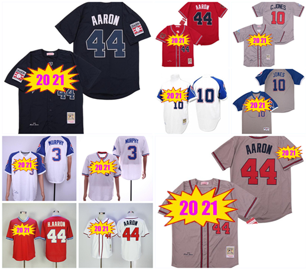 Vintage 44 Hank Aaron H.Aaron 3 Dale Murphy Jersey 10 Chipper Jones 1957 1963 1973 1974 1982 Retro Baseball Jerseys, Blue;black
Vintage 44 Hank Aaron H.Aaron 3 Dale Murphy Jersey 10 Chipper Jones 1957 1963 1973 1974 1982 Retro Baseball Jerseys, Blue;black