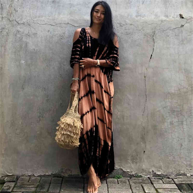 Sexy Bikini Cover-ups Boho Printed Fringed Long Kimono Carfigan Tunic Women Plus Size Beach Wear Swim Suit Cover Up Q1244 210420