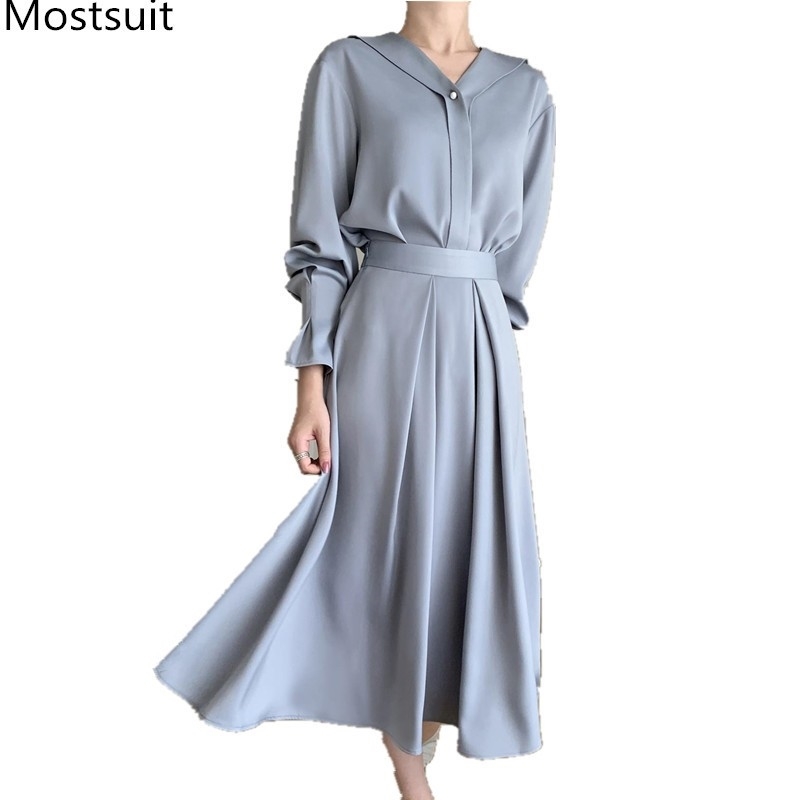 Ol Style Korean Elegant Two Piece Skirt Suits Sets Women V-neck Shirt + High Waist Pleated Outfits Workwear Ladies 210518, Blue
Ol Style Korean Elegant Two Piece Skirt Suits Sets Women V-neck Shirt + High Waist Pleated Outfits Workwear Ladies 210518, Blue