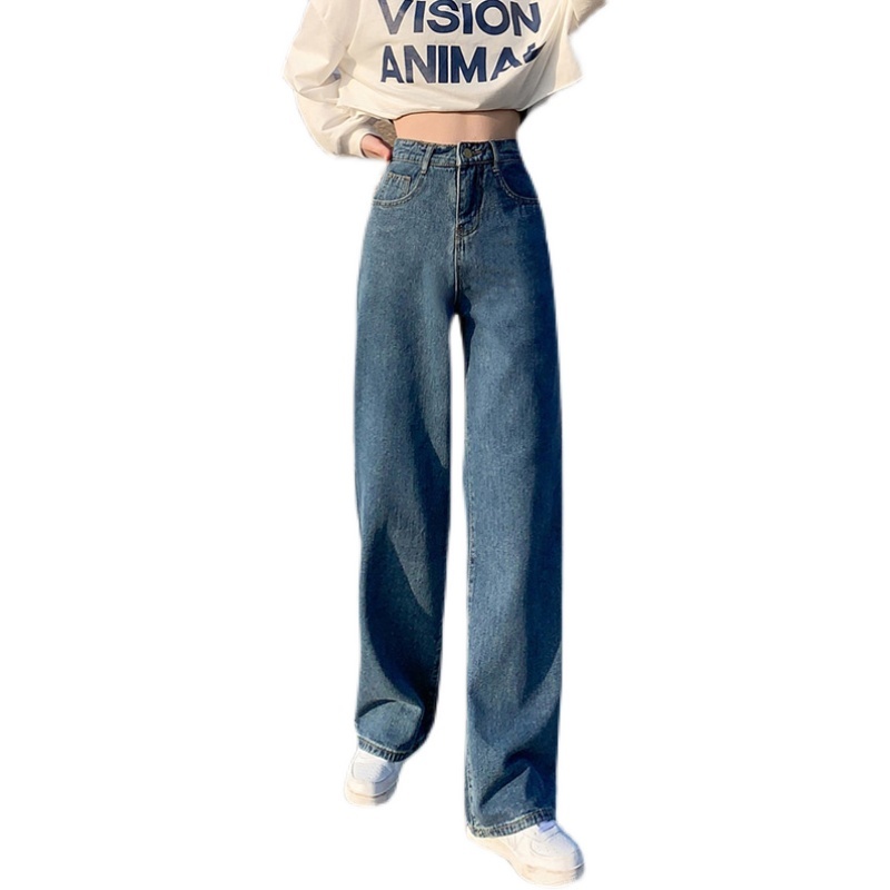 Vintage Streetwear Wide Leg Jeans for Women Bottom Baggy Denim Pants High Waist Full Length Clothing Trousers 13485 210417