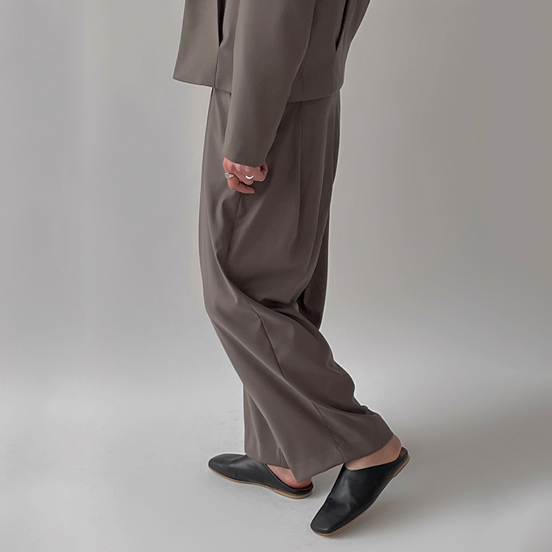 IEFB Men's Spring Summer Foled Front Suit Pants Loose Straight Business Trousers Causal High Wiaist Wide Leg Pants Y6631 210524