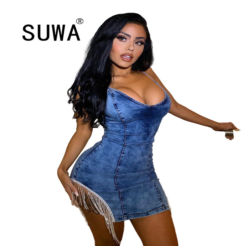 Fringed Sequins European And American Fashion Strap Denim Open Back Party Bag Hip Slim Sexy Mini Dress For Women Wholesale 210525, Blue
Fringed Sequins European And American Fashion Strap Denim Open Back Party Bag Hip Slim Sexy Mini Dress For Women Wholesale 210525, Blue