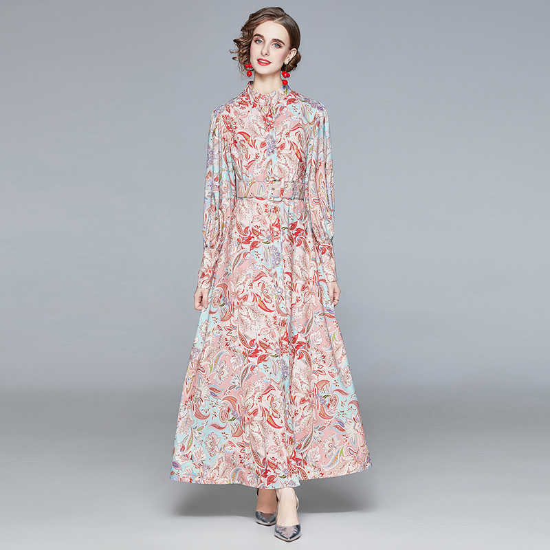 Autumn Fashion Women Stand Neck Lantern Sleeve Shirt Long Dress Elegant Ladies Print Floral Holiday Dresses Vestdios 210525, Red
Autumn Fashion Women Stand Neck Lantern Sleeve Shirt Long Dress Elegant Ladies Print Floral Holiday Dresses Vestdios 210525, Red