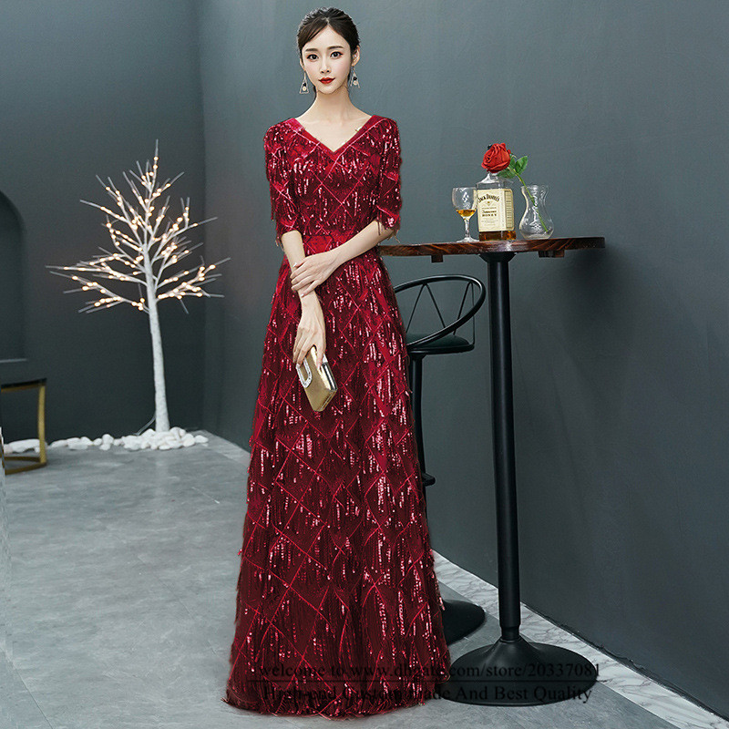 Sweety Sexy 1/2 Sleeve Deep V-Neck A-Line Formal Evening Dresses 2021 Backless Prom Party Gowns E37