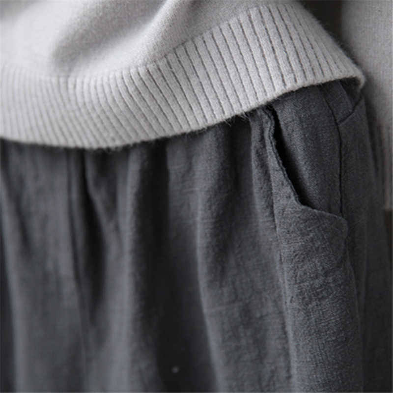 Oversize Women Elastic Waist Ankle Pants Casual Cotton Linen Loose Harem Trousers Female Summer Autumn Pant 210909