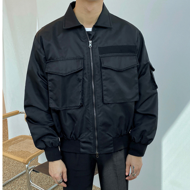 IEFB Spring Short Jacket Men's Korean Fashion Loose Multi Pocket Workwear Sort Coat Loose Causal Zipper Clothes 9Y5911 210524