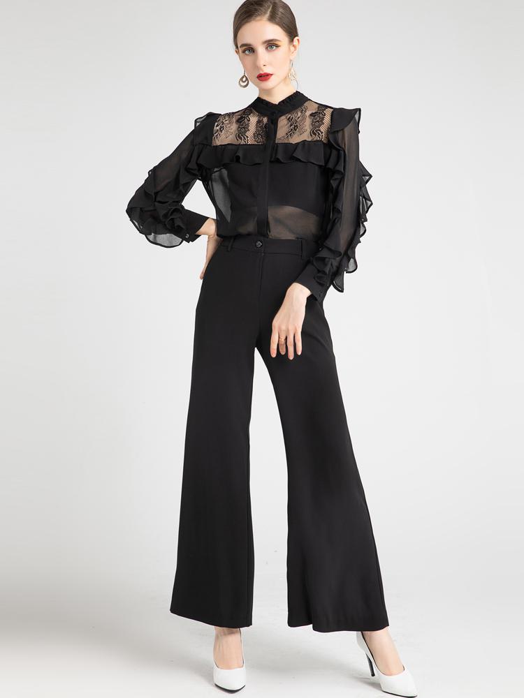 Women's Two Piece Pants Red RoosaRosee Spring 2022 Top Quality Women Stand Collar Ruffles Patchwork Blouse + Flare Female 2 Set Suit Twinset, White
Women's Two Piece Pants Red RoosaRosee Spring 2022 Top Quality Women Stand Collar Ruffles Patchwork Blouse + Flare Female 2 Set Suit Twinset, White