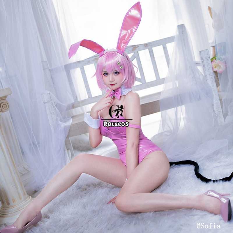 ROLECOS To Love Ru Momo Cosplay Costume Bunny Girl Sexy Jumpsuit Belia Deviluke Women Pink Romper Halloween Y0913