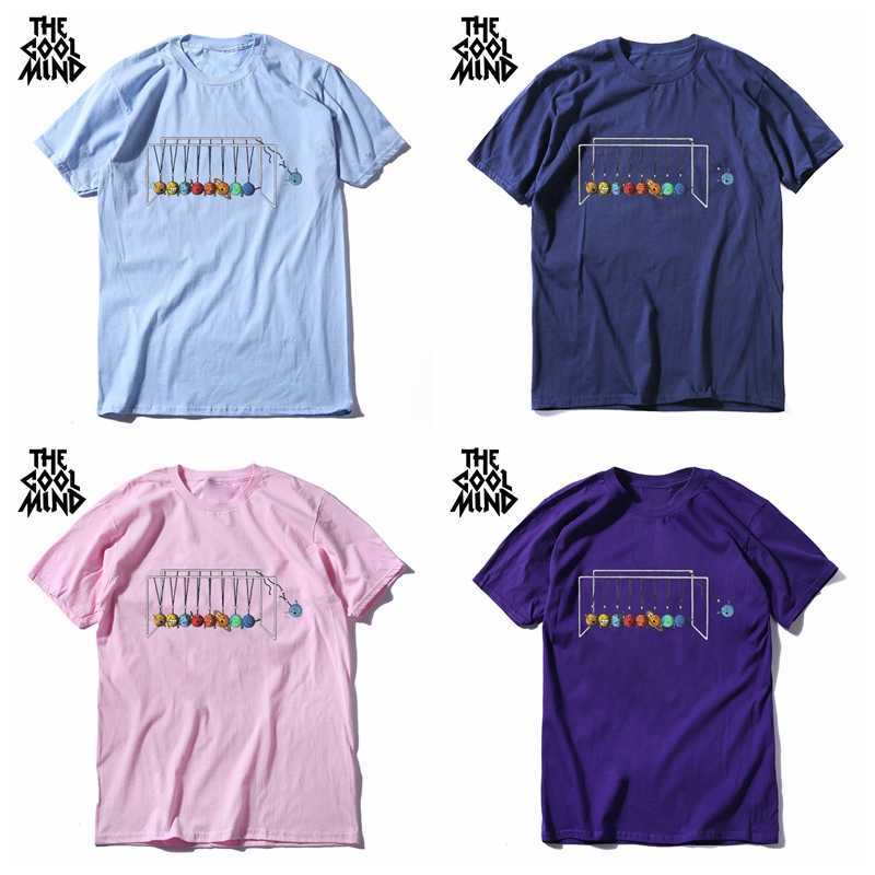 COOLMIND 100% cotton short sleeve space funny men T shirt casual cool summer male o-neck loose s tee s 210629