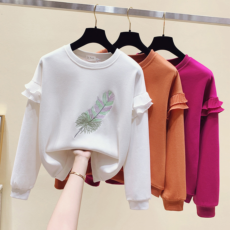 hoodies t shirt 2021 spring and autumn thin korean loose embroidery long sleeve chiffon splicing round neck sweater blouse, Black
hoodies t shirt 2021 spring and autumn thin korean loose embroidery long sleeve chiffon splicing round neck sweater blouse, Black