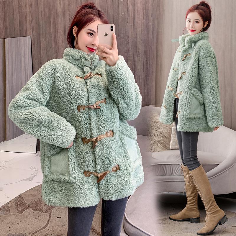 Women's Fur & Faux Winter Lambswool Jackets Women Horn Buckle Coats Female Single-breasted Wool Outwear Woman Loose Lamb Parkas, Black
Women's Fur & Faux Winter Lambswool Jackets Women Horn Buckle Coats Female Single-breasted Wool Outwear Woman Loose Lamb Parkas, Black