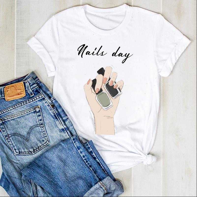 women lady fingernail 90s print short sleeve ladies summer t tee womens shirt clothes graphic, White
women lady fingernail 90s print short sleeve ladies summer t tee womens shirt clothes graphic, White