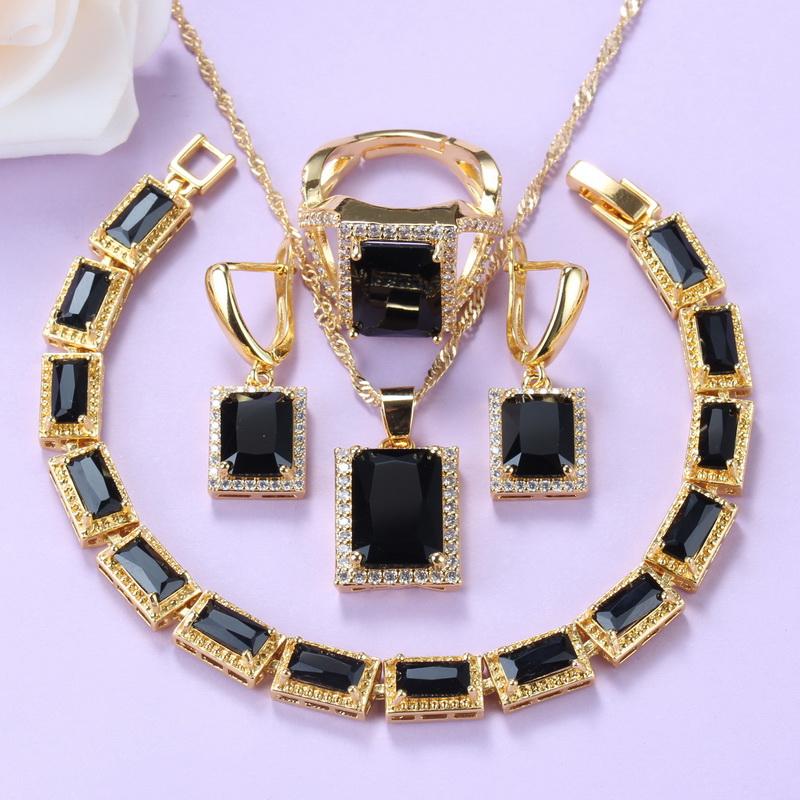 Earrings & Necklace Gold-Color African Women Accessories And Jewelry Set Black Cubic Zirconia Rectangle, Silver
Earrings & Necklace Gold-Color African Women Accessories And Jewelry Set Black Cubic Zirconia Rectangle, Silver
