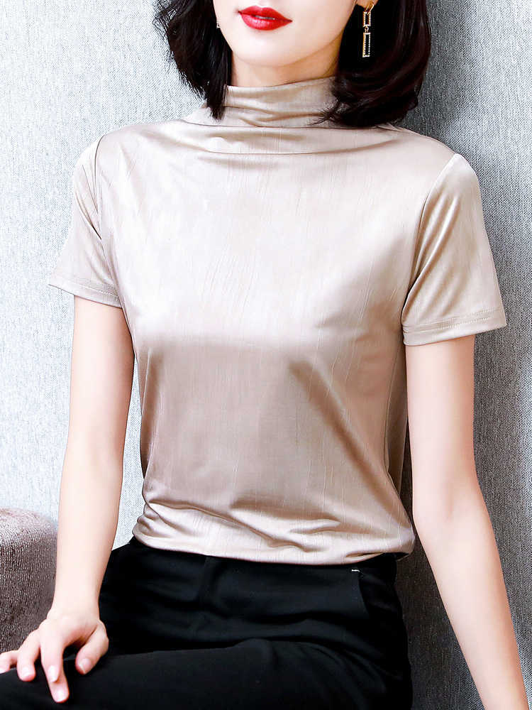 Korean Fashion Mesh Women Blouses Solid Office Lady Shirt and Blouse Long Sleeve Blusas Largas Plus Size XXXL Womens Sexy Tops 210531