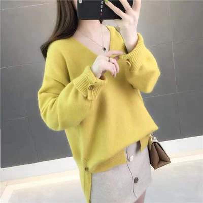 Spring Winter Plus Size Women Sweaters and Pullovers Cashmere V-neck Loose Korean Christmas Jumper 11843 210510