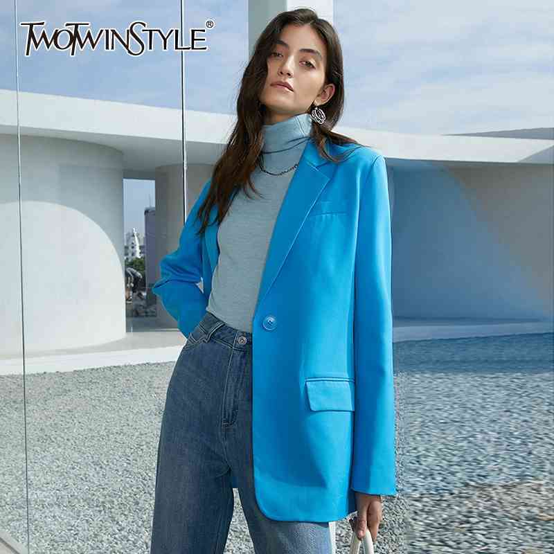 Minimalist Casual Blazer For Women Notched Long Sleeve Solid Blazers Female Spring Fashion Clothing 210524, Blue
Minimalist Casual Blazer For Women Notched Long Sleeve Solid Blazers Female Spring Fashion Clothing 210524, Blue