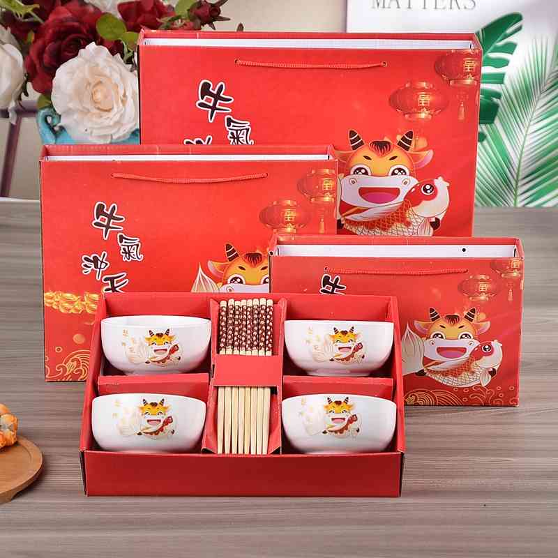 Cartoon year of the ox personalized tableware household Chinese selling s and chopsticks set ceramic bowl jewelry hand gift
Cartoon year of the ox personalized tableware household Chinese selling s and chopsticks set ceramic bowl jewelry hand gift