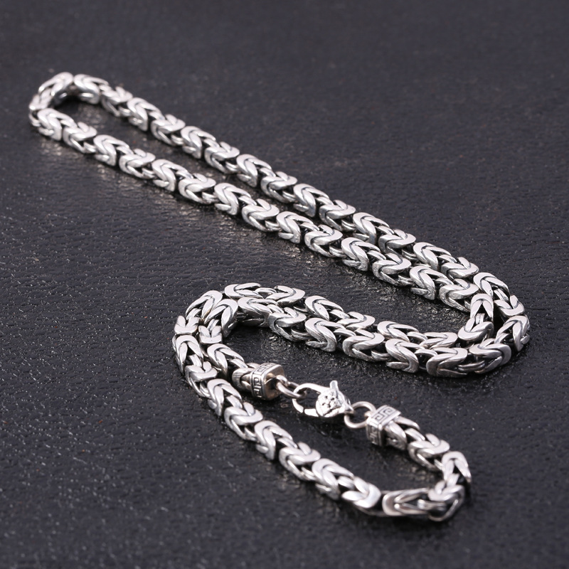 High quality 925 sterling silver handmade link chain necklaces American European antique silver designer jewelry accessories gifts