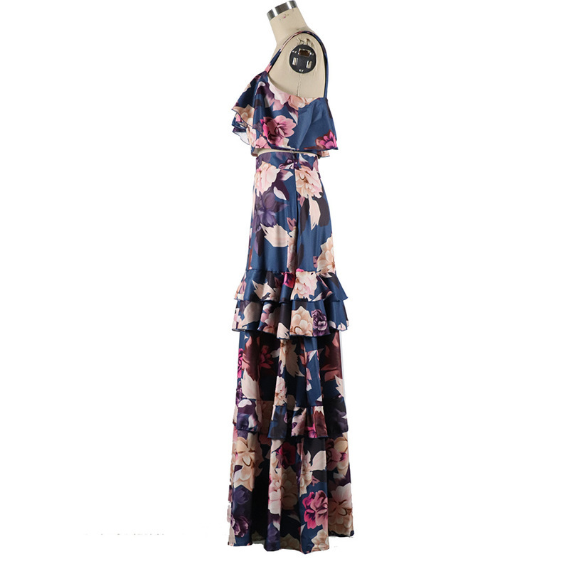 Women Spring Summer Dress Sleeveless 2 Piece Set Bohemian es Holiday Vestidos Chic Plus Size Beach Floral Print Rode 210428